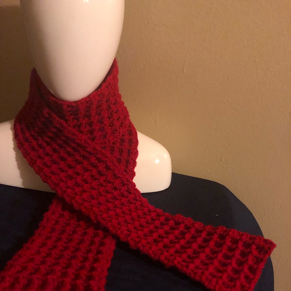 Waffle Stitch Crocheted Scarf